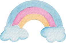 Rainbow cloud hand drawn watercolor clipart